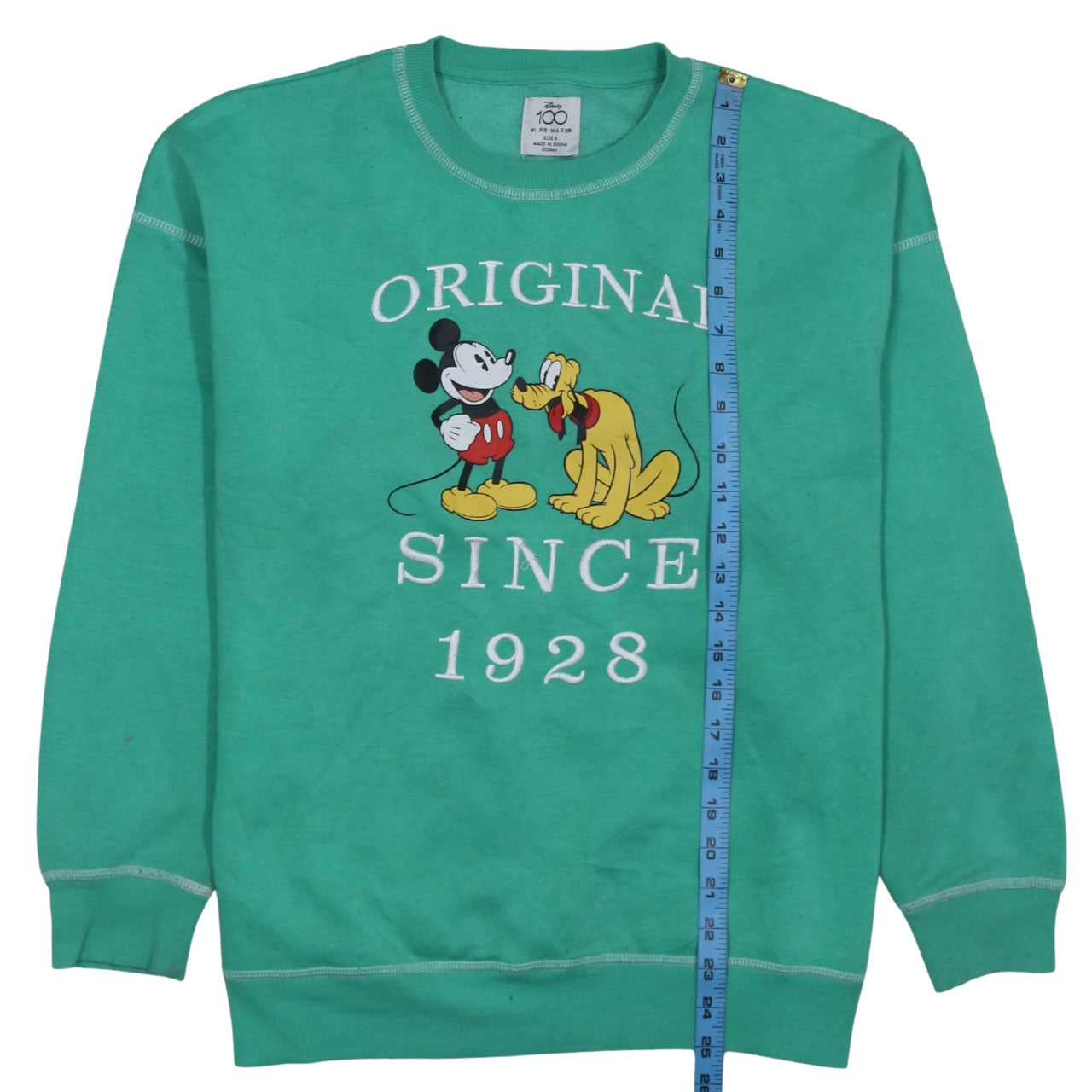 Disney x Primark Women Green Mickey & Pluto Sweatshirt Size S 10/12