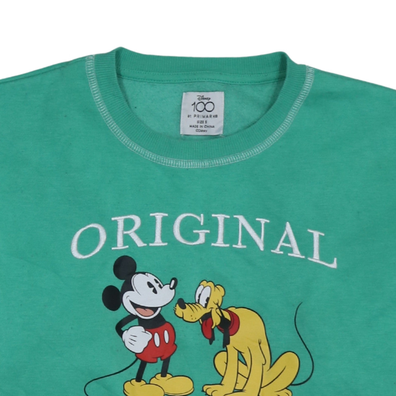 Disney x Primark Women Green Mickey & Pluto Sweatshirt Size S 10/12