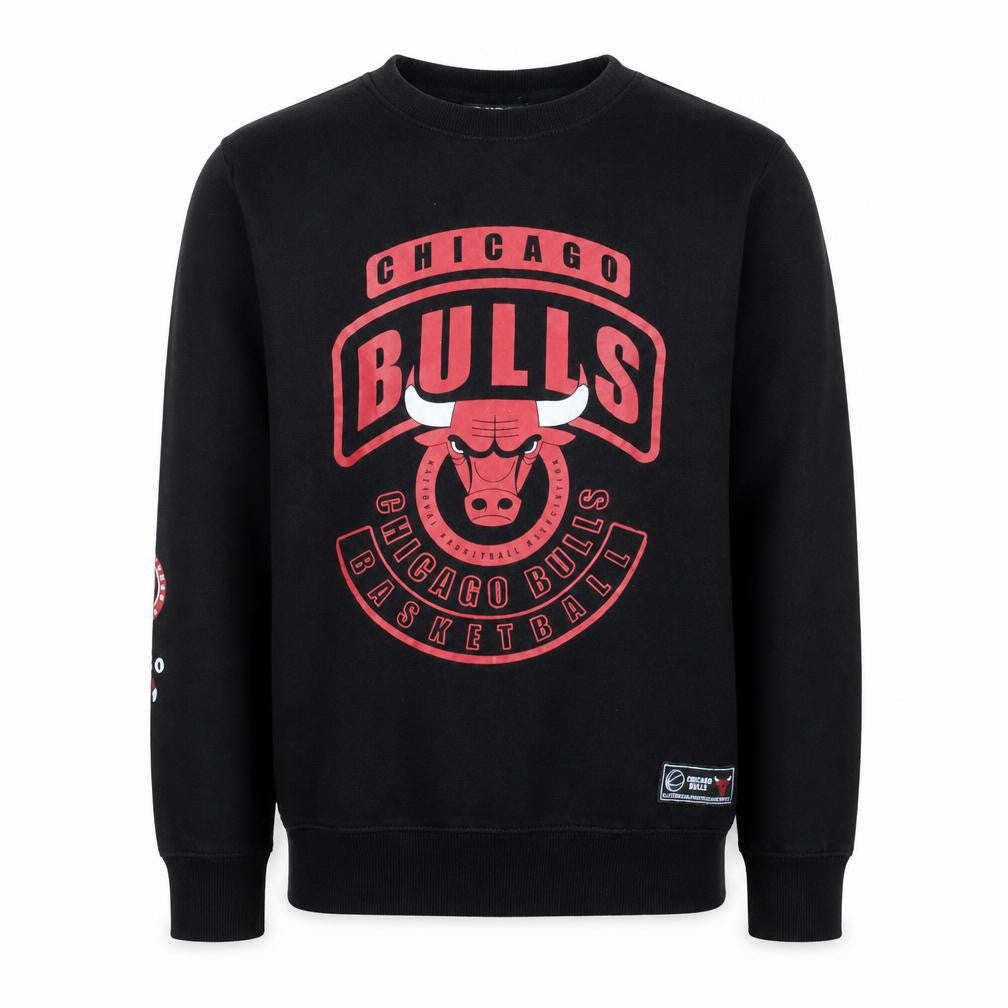 NBA Mens Black Chicago Bulls Pullover Sweatshirt Size L
