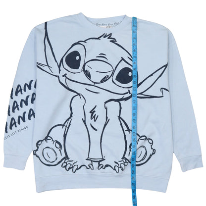 Close-up detail of Disney Primark Women Light Blue Stitch Sweatshirt, size 12/14