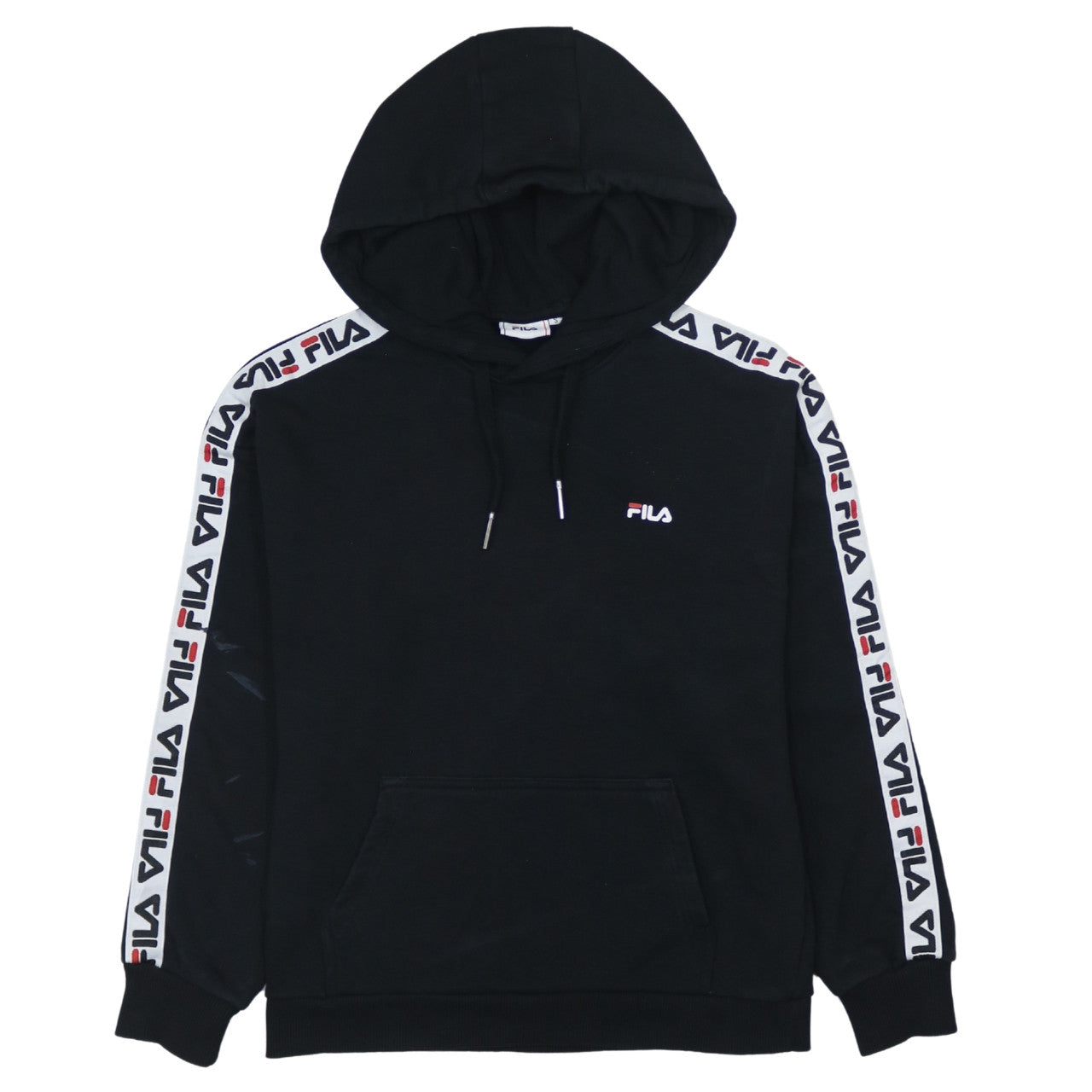 Fila Men's Black Pullover Hoodie with Logo Trim Size S