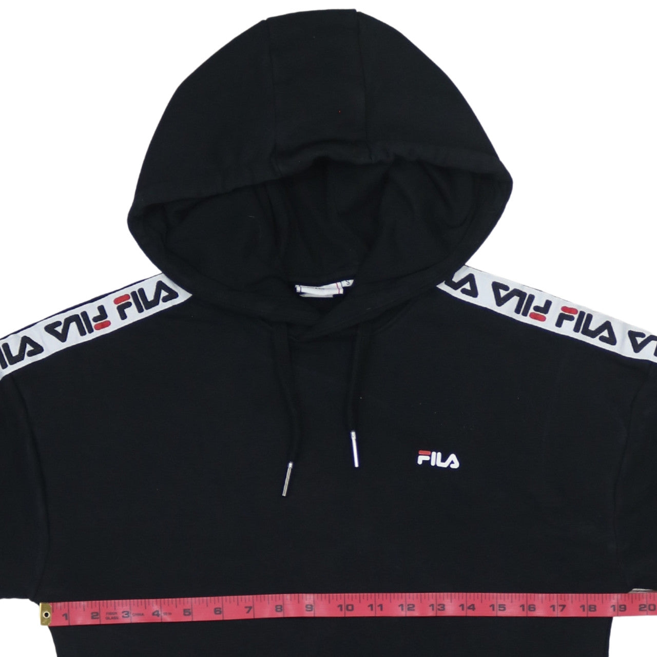 Fila Men's Black Pullover Hoodie with Logo Trim Size S