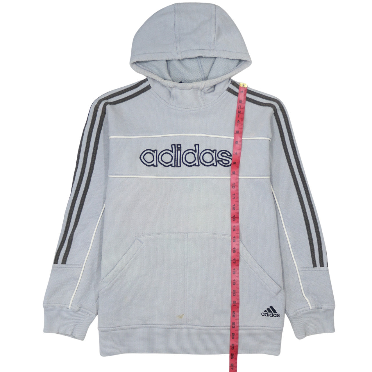 Adidas Men Grey Pullover Hoodie Medium Logo Sports Style