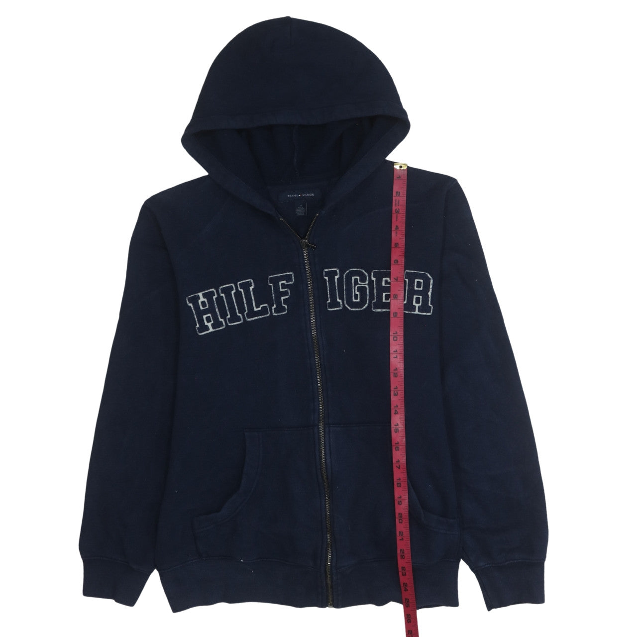 Tommy Hilfiger Men's Blue Full Zip Hoodie M Logo Embroidered Classic