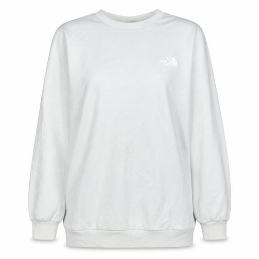 Front view of The North Face women’s white sweatshirt 1x crew neck logo pullover
