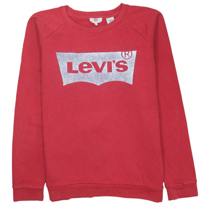 Additional front view of Levi's Men's Red Crew Neck Logo Sweatshirt, size S, Regular Fit