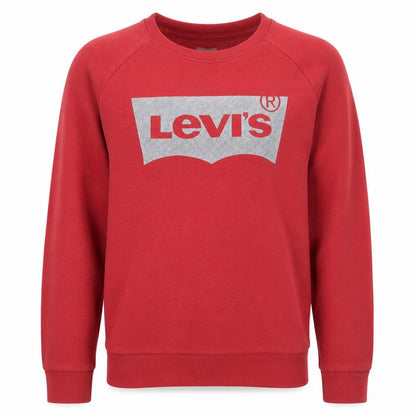 Front view of Levi's Men's Red Crew Neck Logo Sweatshirt, size S, Regular Fit