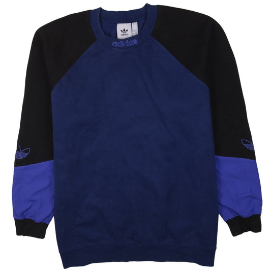 Adidas Men's Blue Black XL Pullover Sweatshirt Crew Neck Fleece