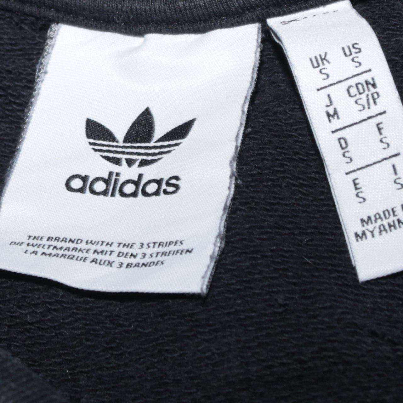 Adidas Mens Black Crew Neck Pullover Sweatshirt S Regular Fit
