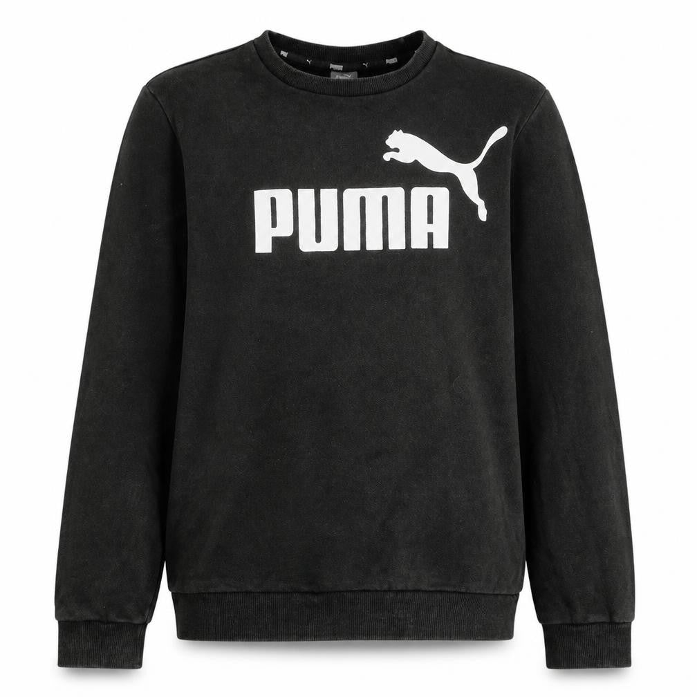 Puma Boys Black Pullover Sweatshirt 15-16 Years Fleece Logo Crew Neck