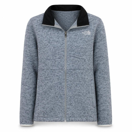 Front view of The North Face Women's Grey Fleece Full Zip Jacket, size L