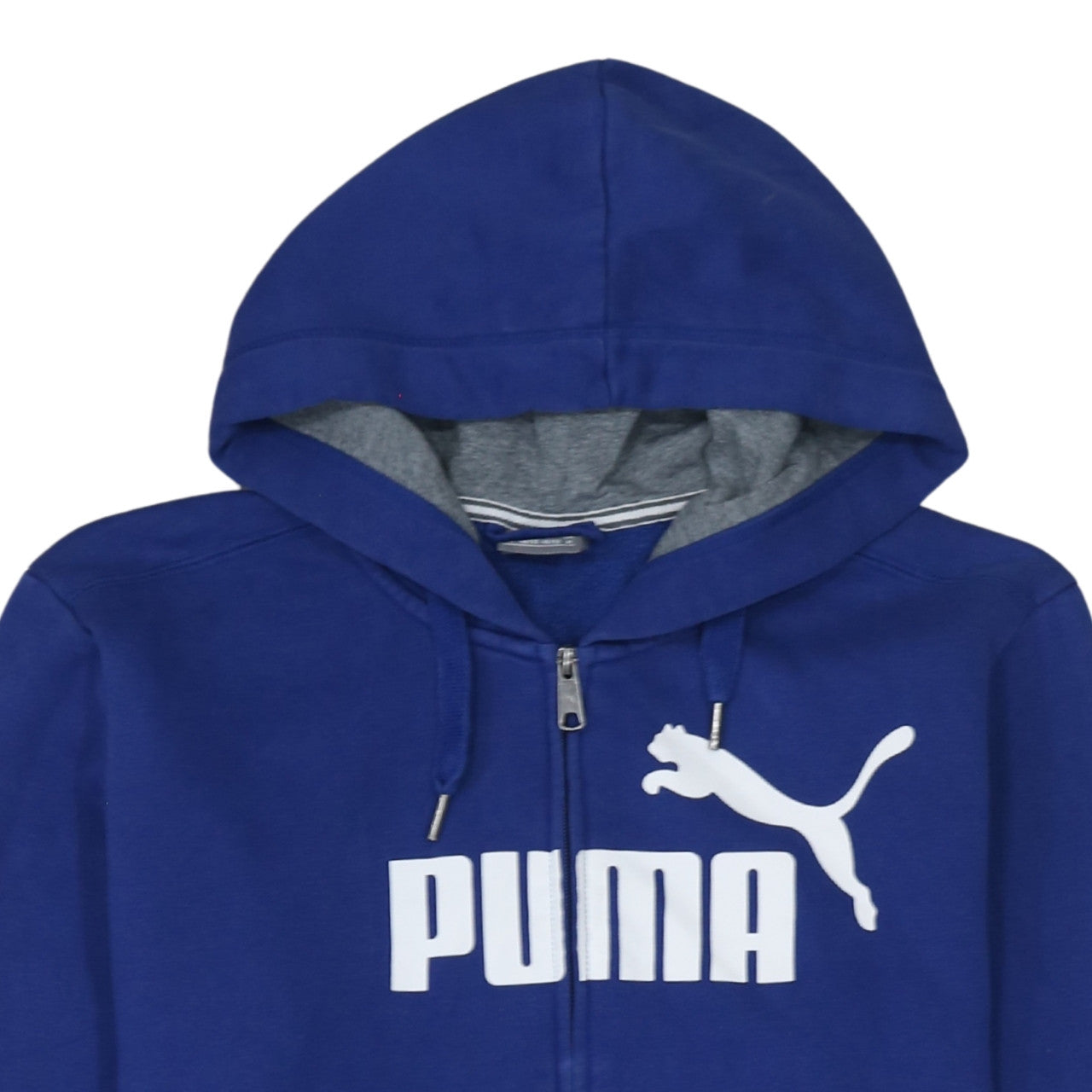 Puma Men Blue Full Zip Hoodie Size M Logo Fleece Sweatshirt