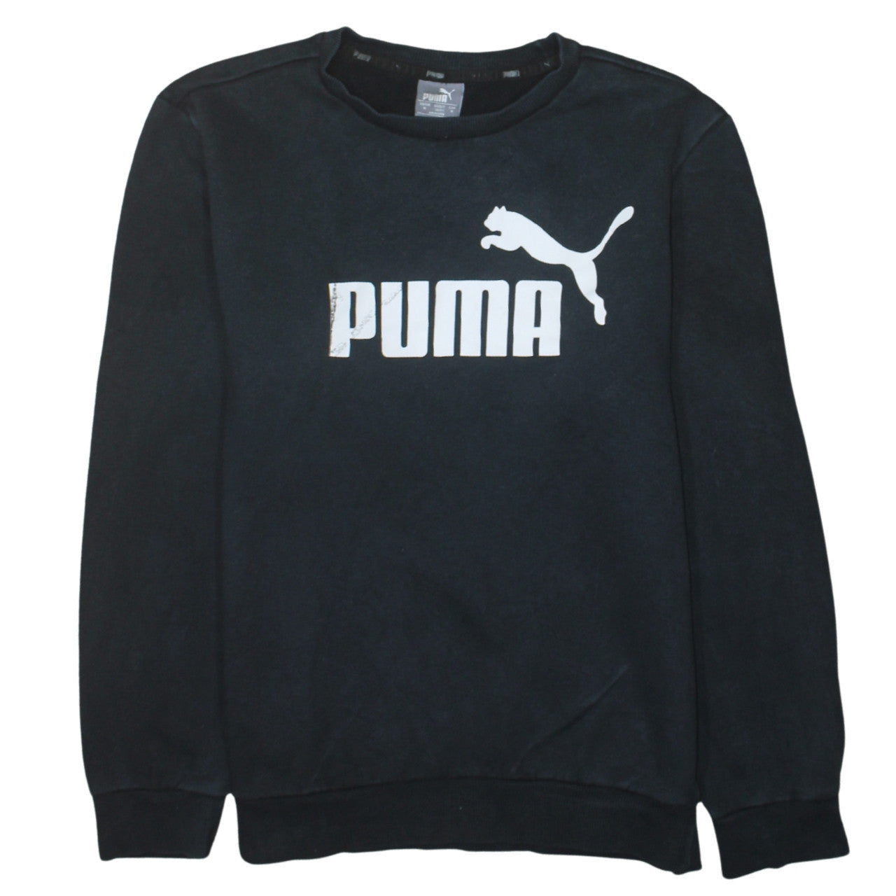 Puma Men's Black Crew Neck Logo Pullover Sweatshirt Size M
