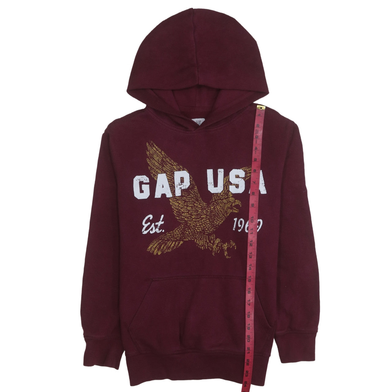GAP Kids Boys Burgundy Pullover Hoodie XL Graphic Eagle Print 13 Years