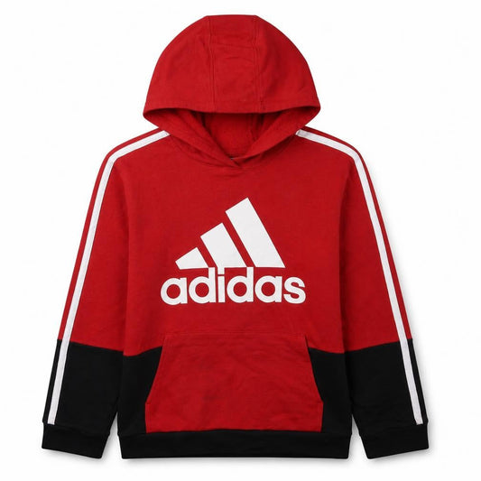 Adidas Boys Red Black Pullover Hoodie 14-16 Years Cotton Blend