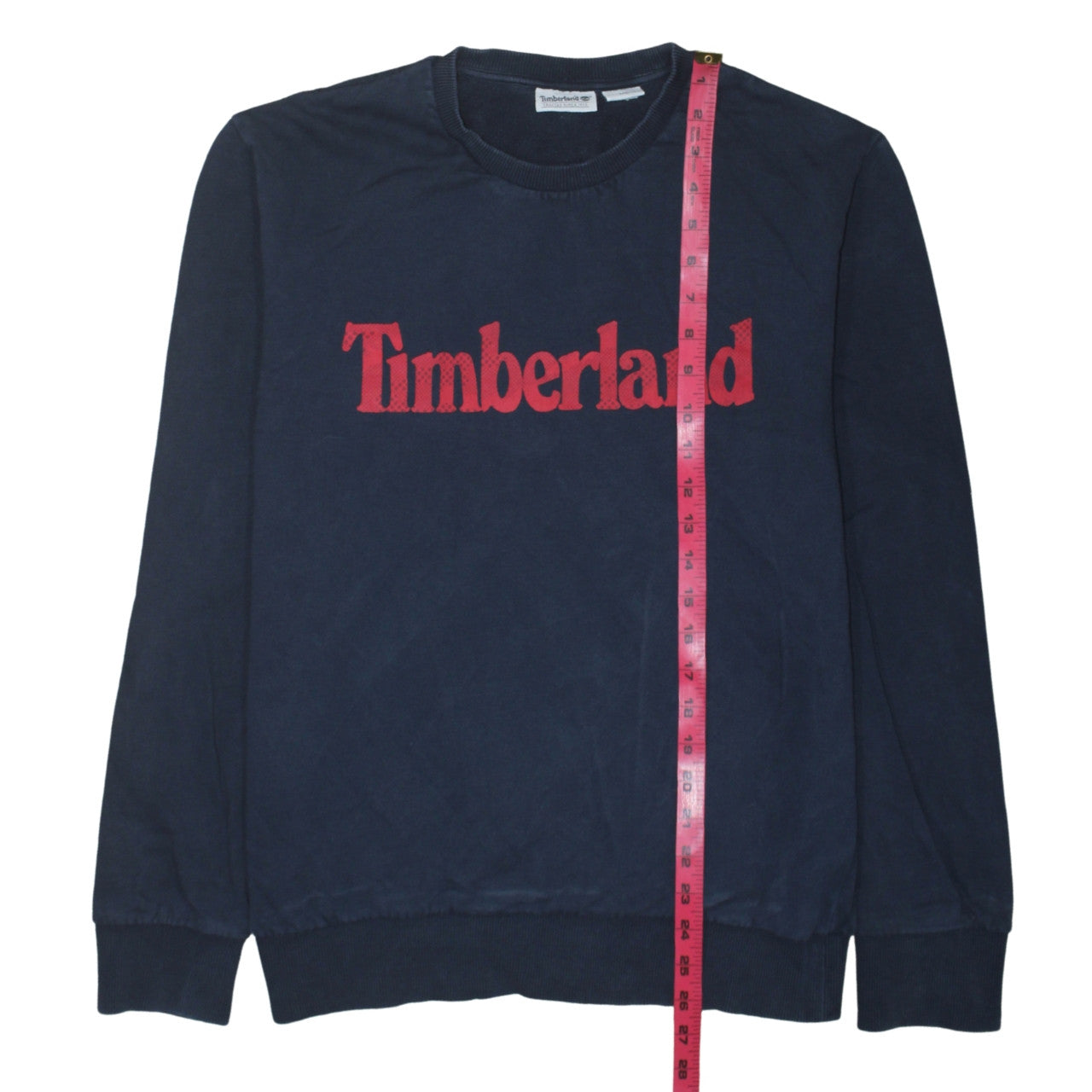 Timberland Men's Blue Logo Pullover Sweatshirt L Cotton Crew Neck