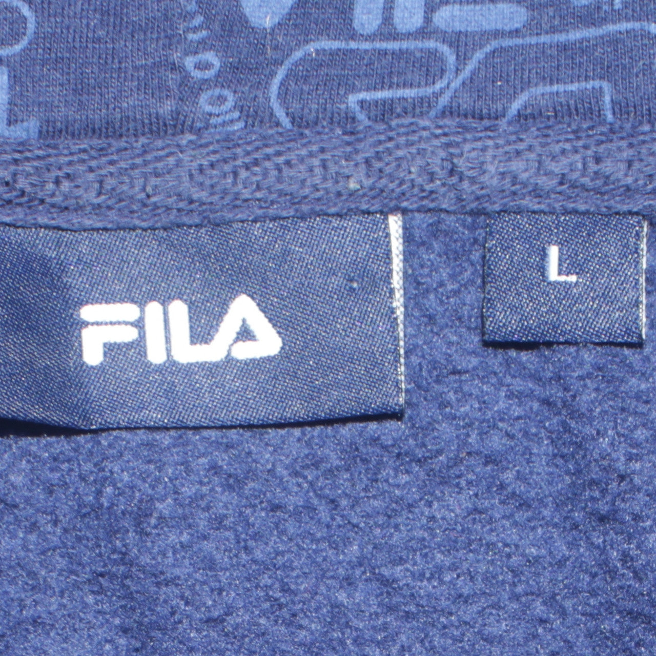 FILA Mens Blue Pullover Hoodie Size L Logo Sports Fleece
