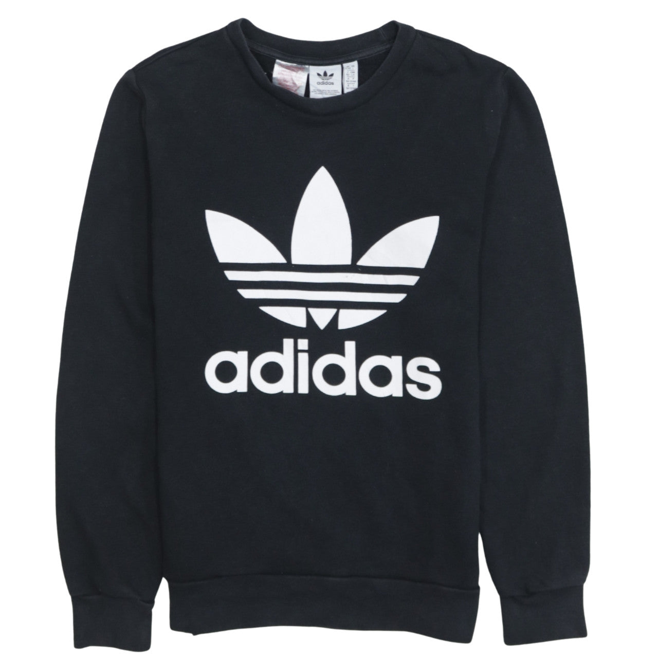 Adidas Boys Black Trefoil Crew Neck Pullover Sweatshirt 13-14 Years