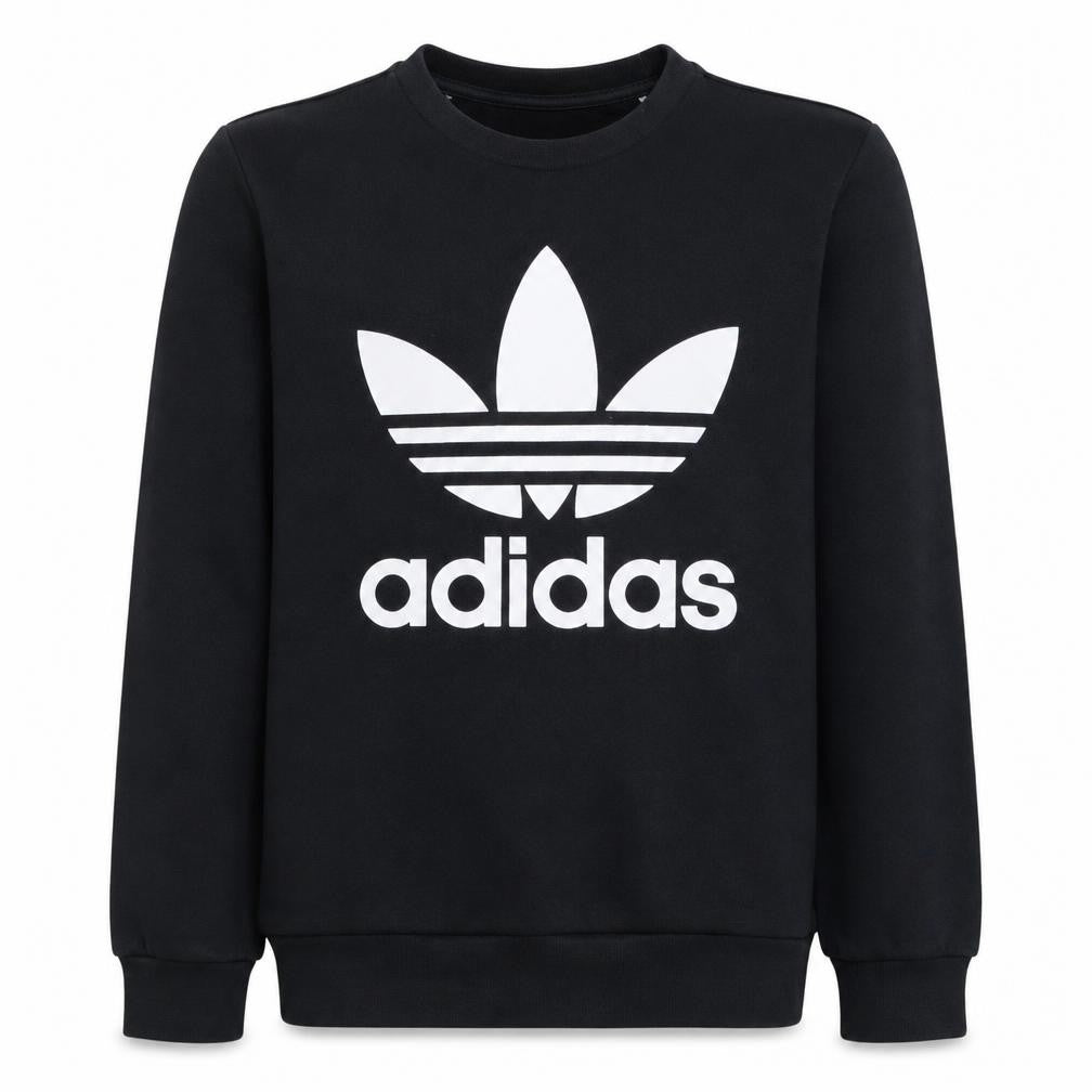Adidas Boys Black Trefoil Crew Neck Pullover Sweatshirt 13-14 Years