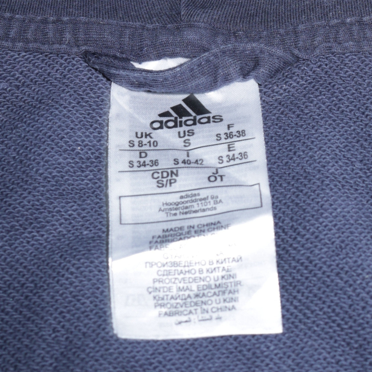 Adidas Womens Navy Full Zip Hoodie Size S 8-10 Hooded Sweatshirt