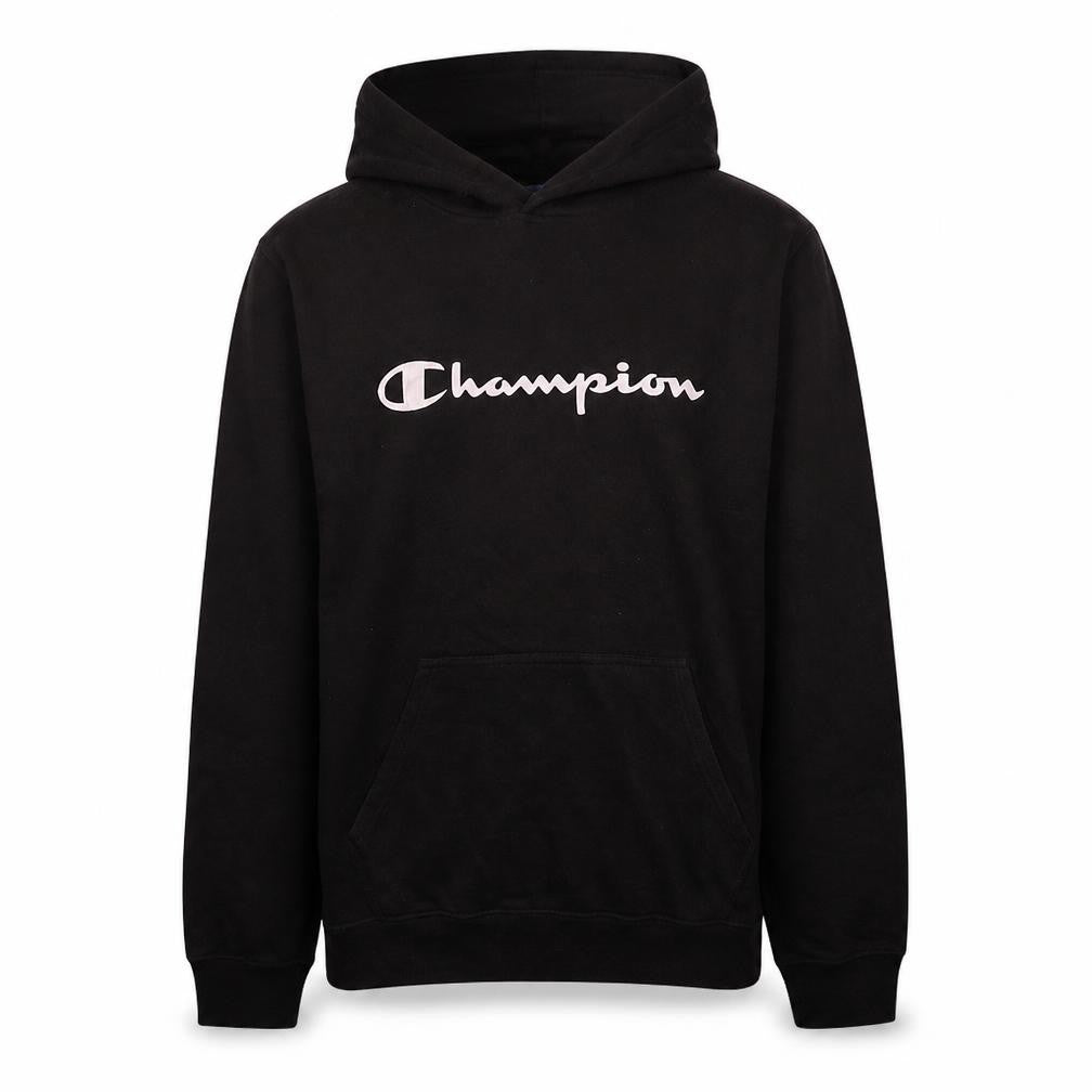 Champion Mens Black XL Pullover Hoodie with Logo Print