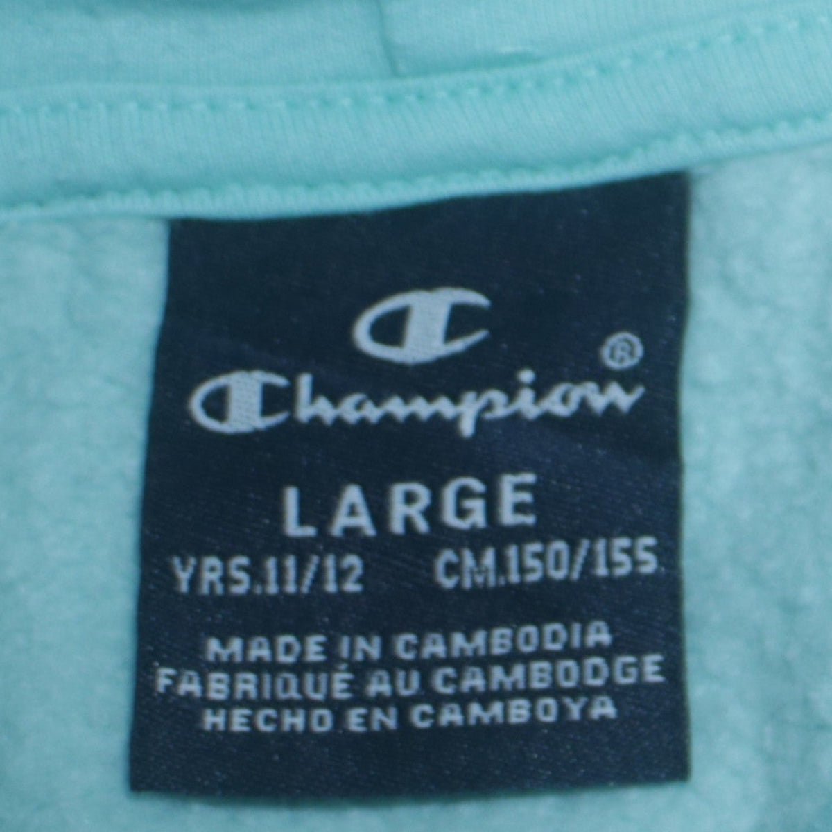 Champion Girls Blue Pullover Hoodie 11-12 Years Logo Fleece Sweatshirt