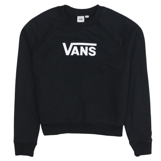 Vans Womens Black Crew Neck Sweatshirt Size S Logo Cotton Pullover