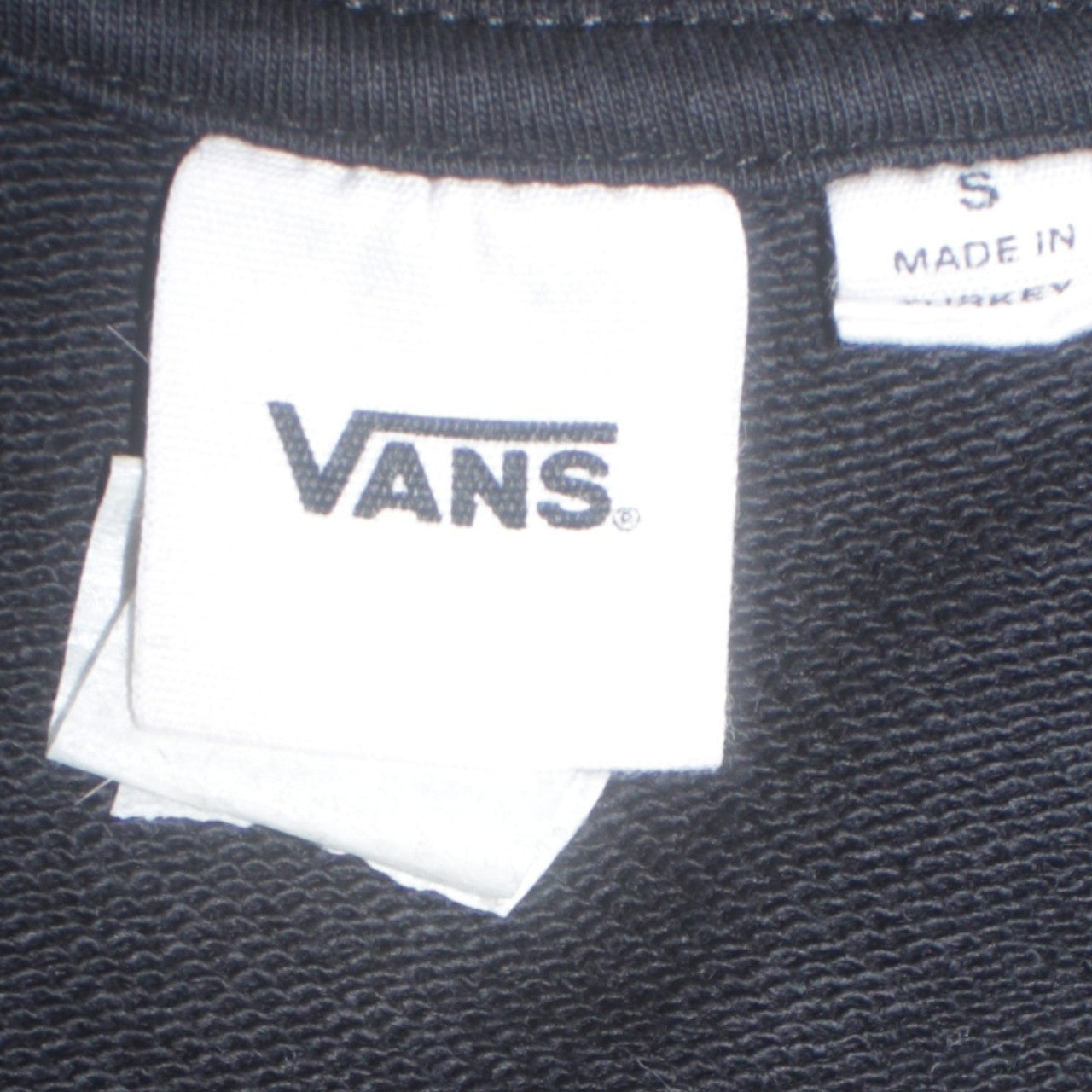 Vans Womens Black Crew Neck Sweatshirt Size S Logo Cotton Pullover