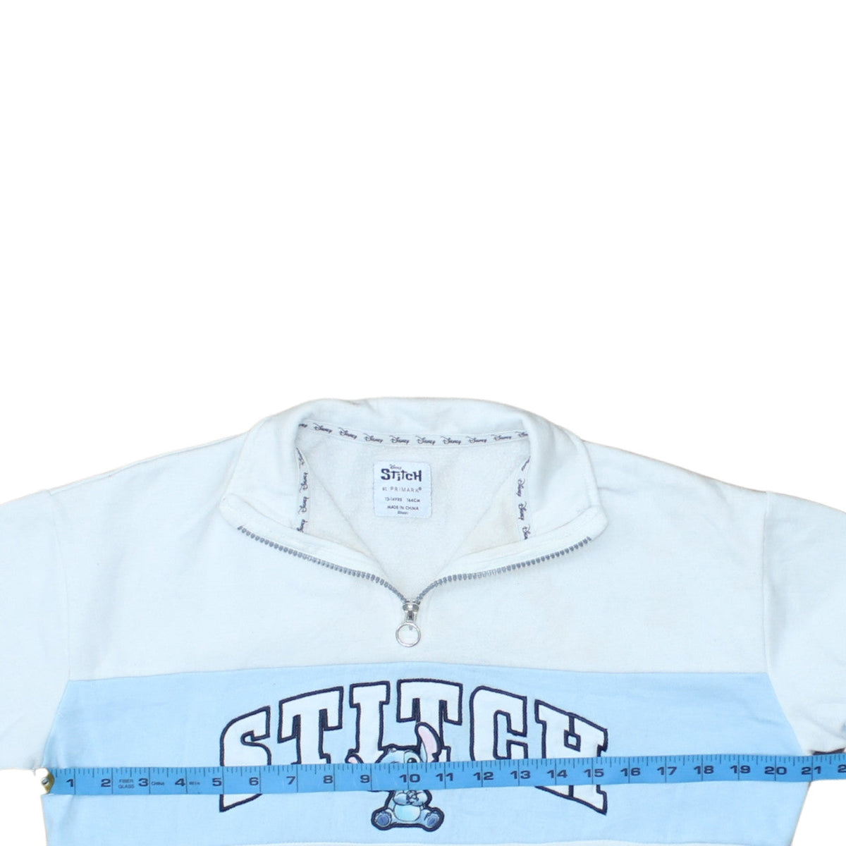 Disney Stitch Girls Blue White 1/4 Zip Sweatshirt 13-14 Years Primark Fleece