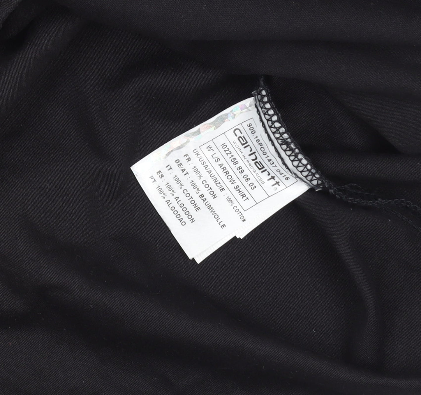 Carhartt Men Black L Long Sleeve Cotton Button-Up Workwear Shirt