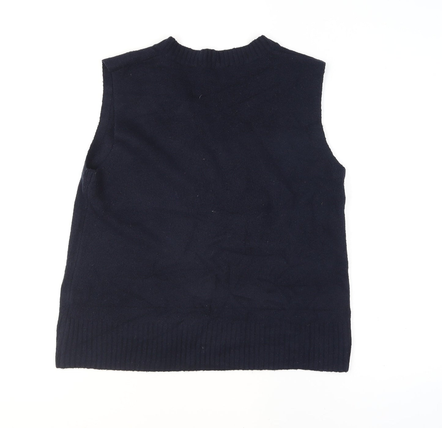 Zara Womens Black Wool Blend V-Neck Sleeveless Knit Vest Size 8