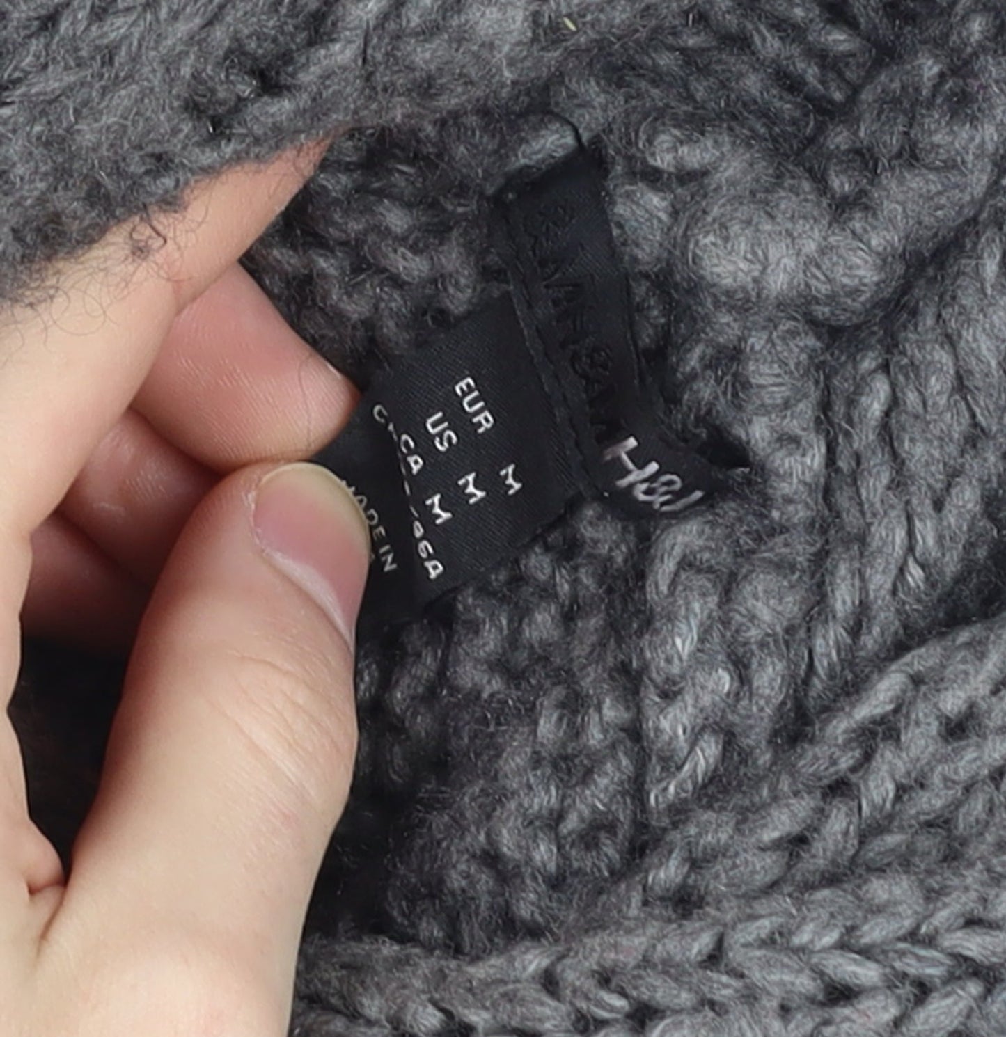 H&M Women’s Grey Chunky Cable Roll Neck Jumper Size 12