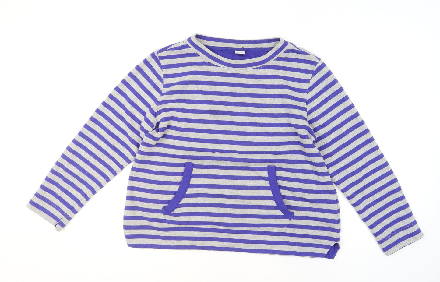 Cotton Traders Women’s Blue Stripe Cotton Blend Pullover Jumper Size 14