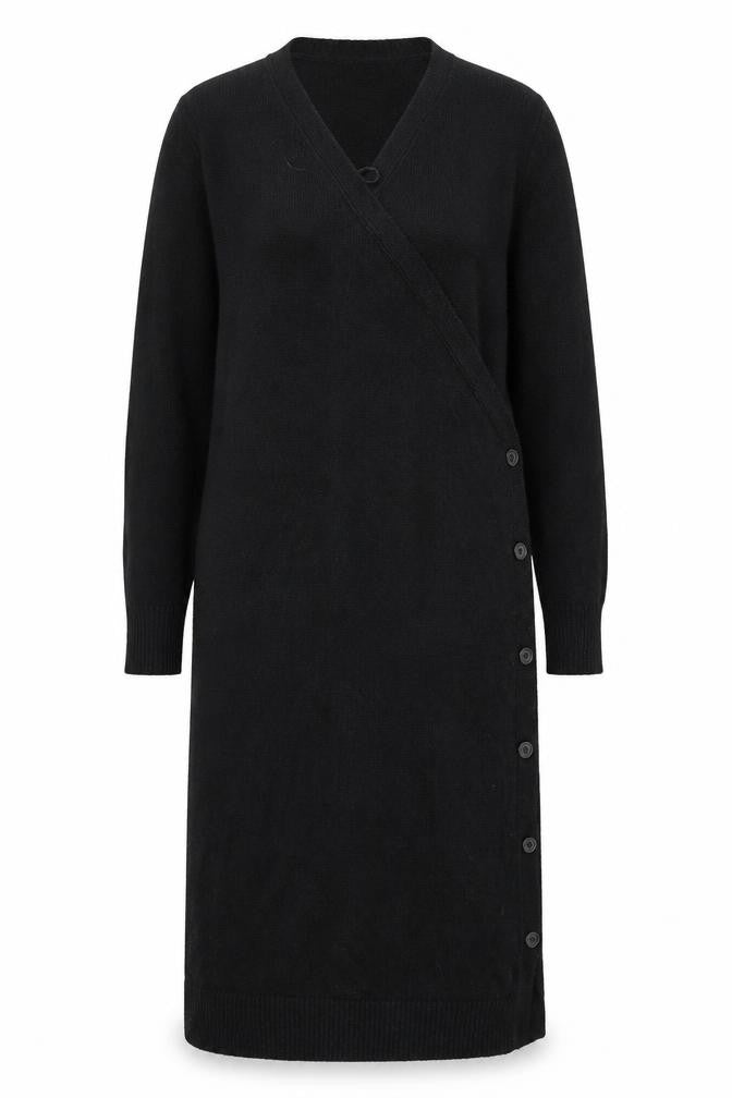 Tahari Women's Black Knit Long Button Coatigan Size XL