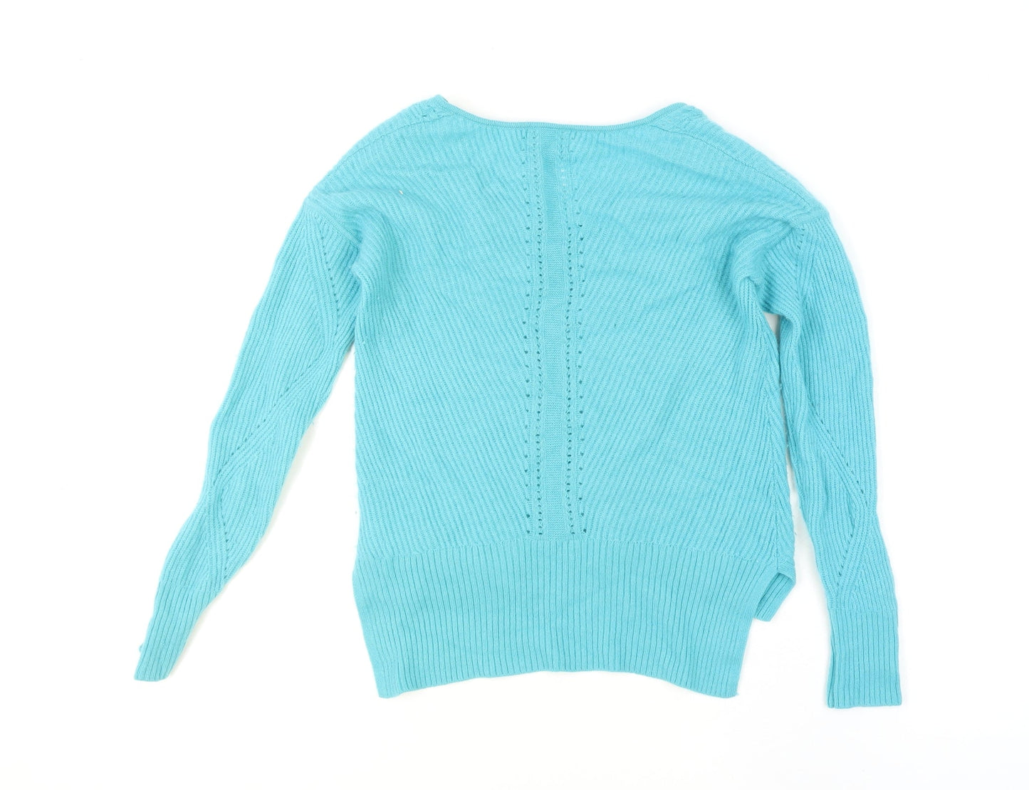 Pure Collection Women’s Blue V-Neck 100% Cashmere Jumper UK 8