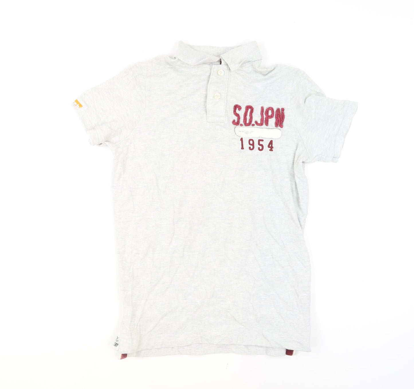 Superdry Men's Grey Regular Fit Polo Shirt Size M 1954 Embroidered Logo