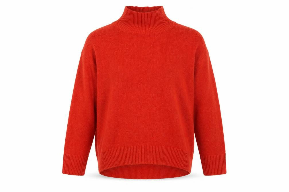 ZARA Men's Red Roll Neck Wool Knit Jumper Size S