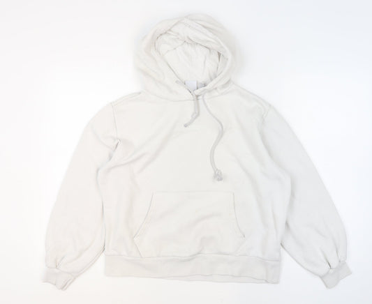 Adidas Women Beige Hooded Pullover Sweatshirt Size 12 Cotton Blend
