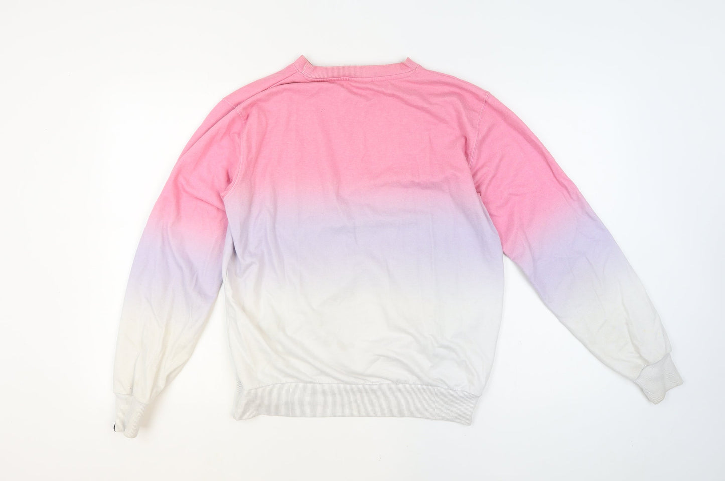 Ellesse Womens Pink Ombre Crew Neck Sweatshirt UK 12 Cotton Blend