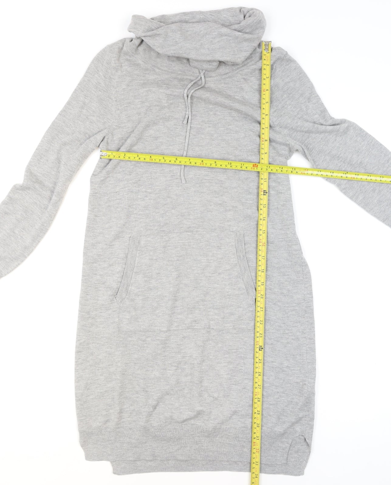 Beacon Cove Women Grey Cowl Neck Tunic Jumper Size 10 Long Sleeve Knit
