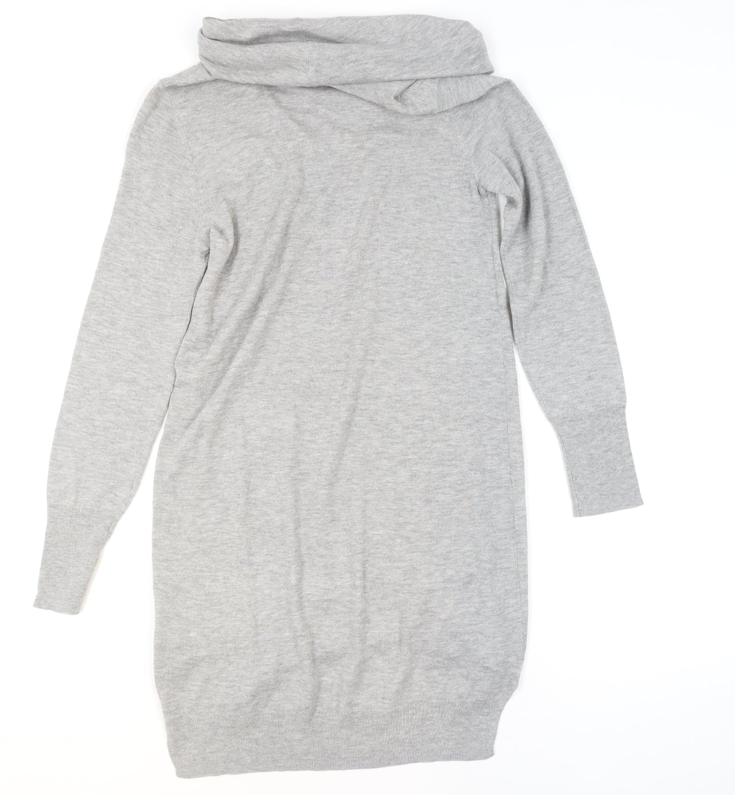 Beacon Cove Women Grey Cowl Neck Tunic Jumper Size 10 Long Sleeve Knit