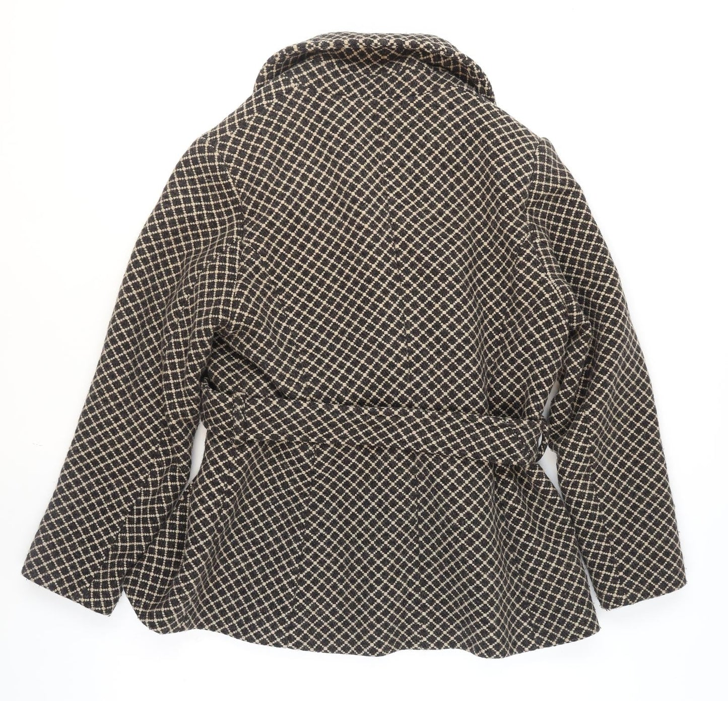 Marks and Spencer Women Brown Check Wool Blend Blazer Jacket UK 18
