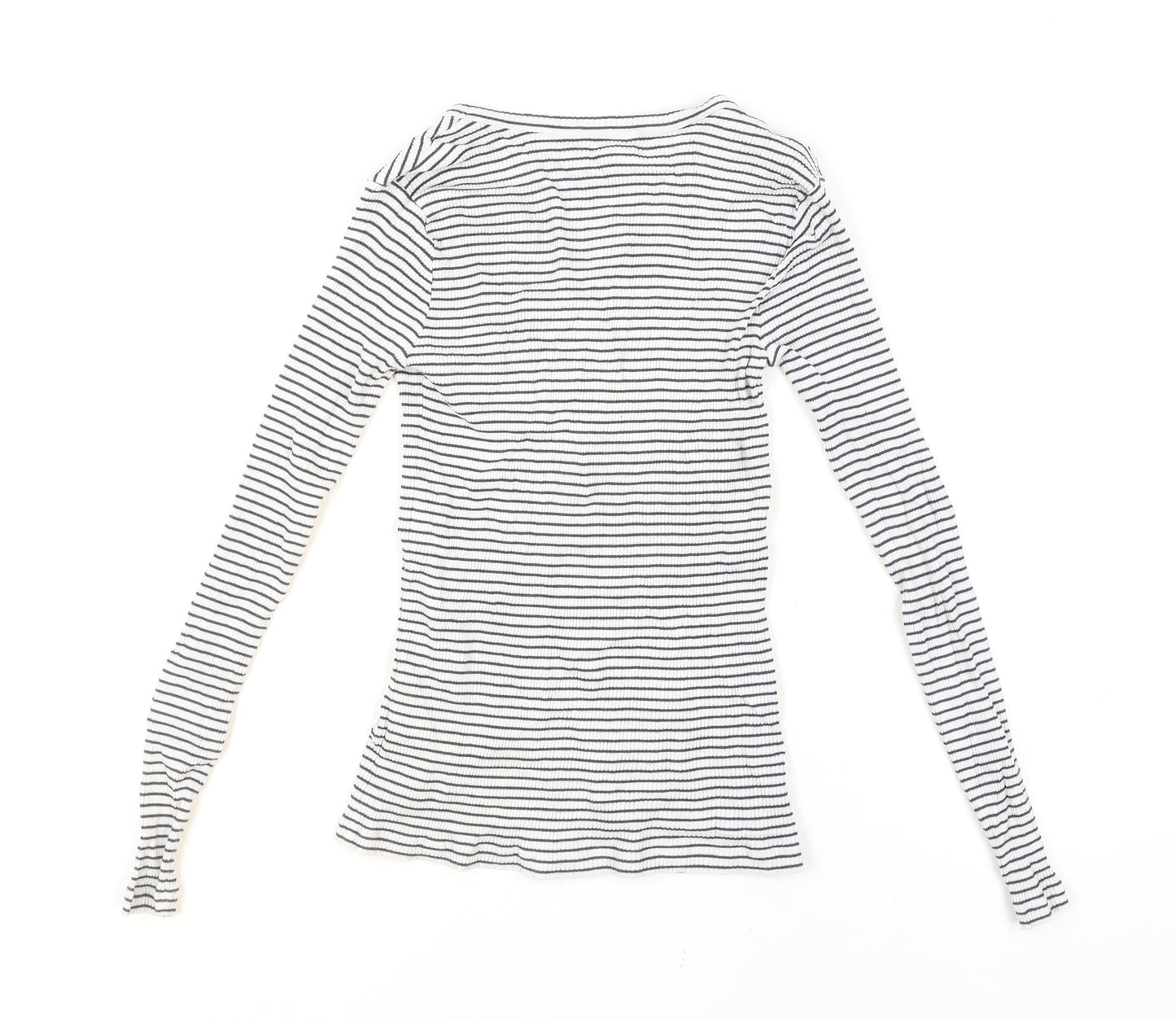 Hobbs Women’s White Striped Long Sleeve Cotton Jersey Top XS