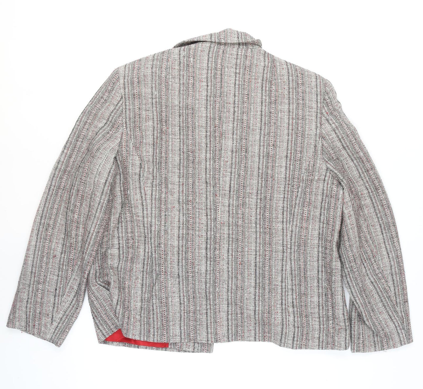 Fisser Women Grey Wool Blend Tweed Blazer Jacket Size 18