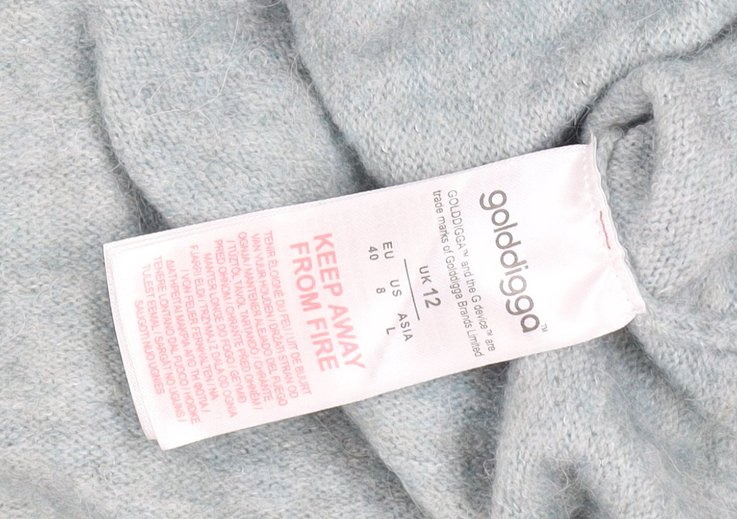 Golddigga Women’s Grey 1/2 Zip High Neck Knit Jumper Size 12