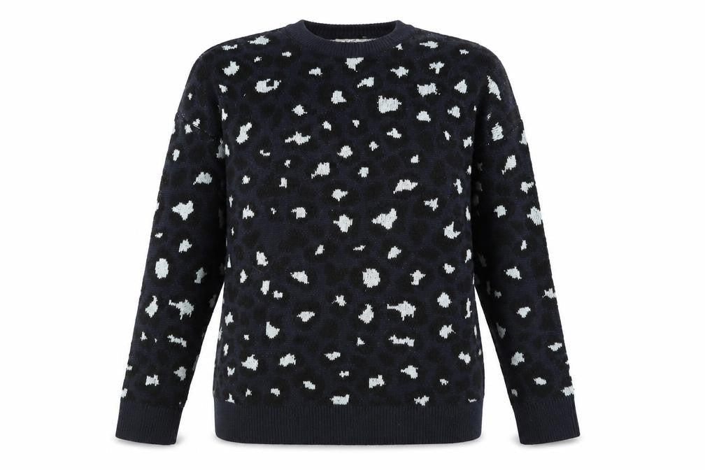 New Look Unisex Blue Animal Print Crew Neck Knit Jumper M