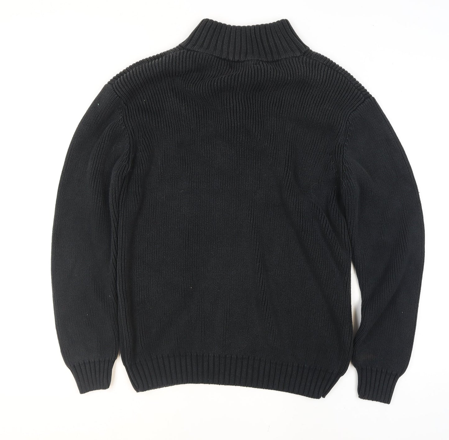 Lagerfeld Men's Black High Neck Button Henley Jumper XL