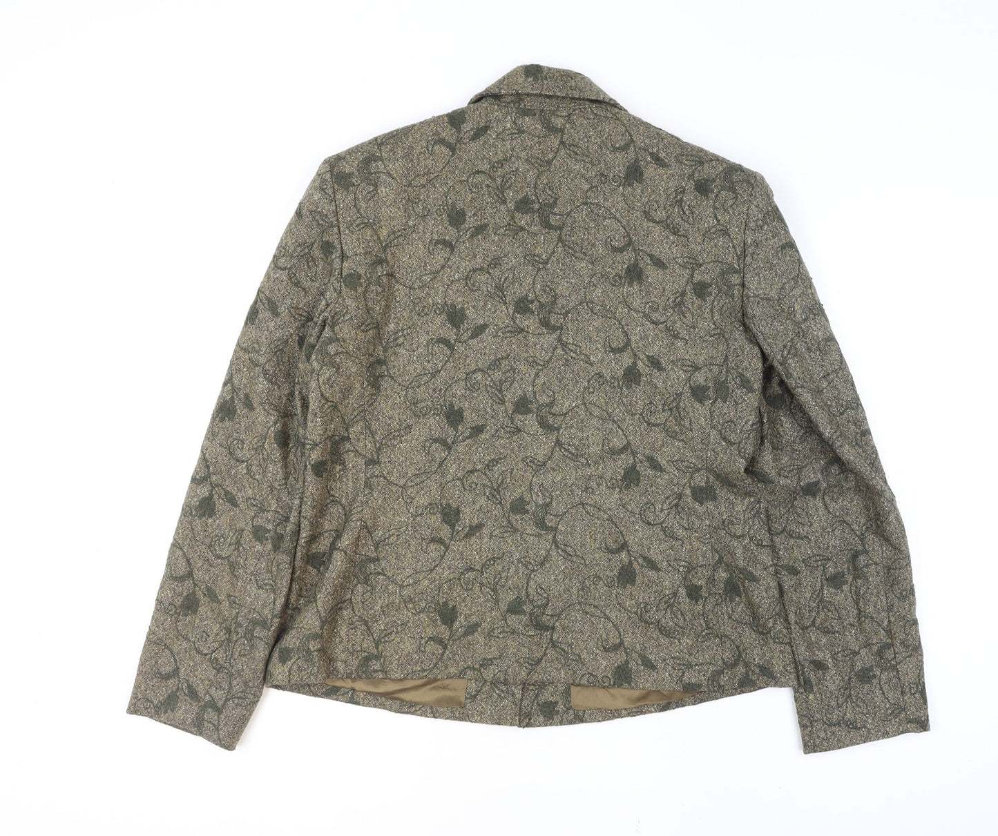 Talbots Collection Women's Brown Wool Tweed Floral Blazer Size 12