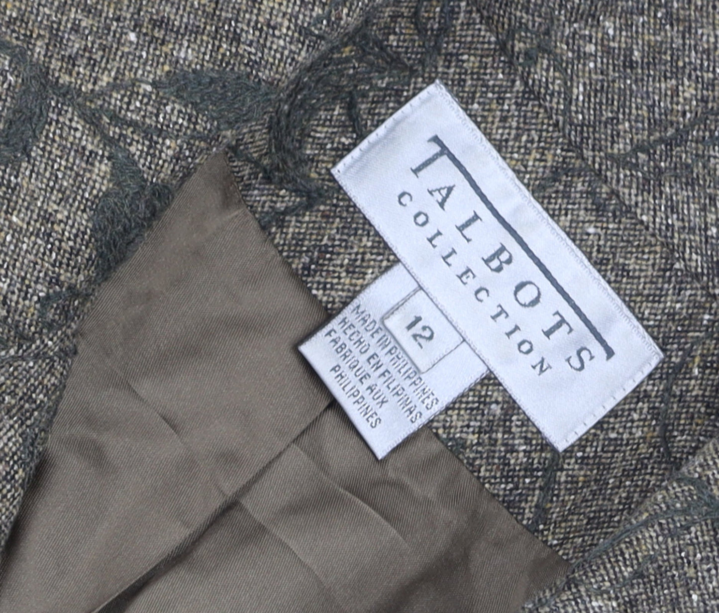 Talbots Collection Women's Brown Wool Tweed Floral Blazer Size 12