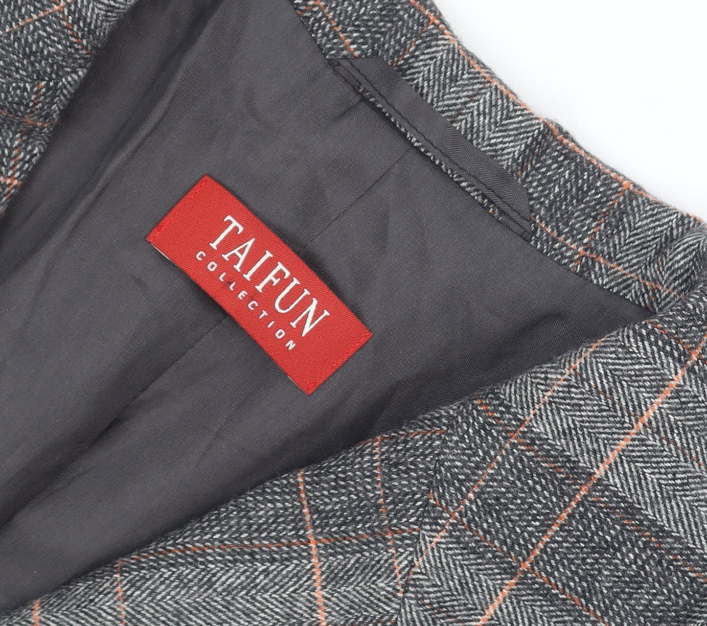 Taifun Women Grey Check Wool Blend Blazer Jacket Size 14